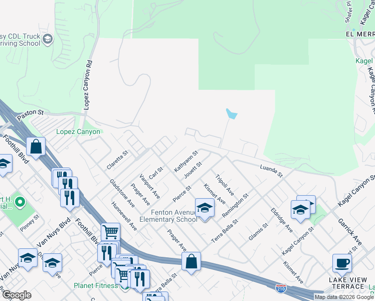map of restaurants, bars, coffee shops, grocery stores, and more near 11908 Carl Street in Los Angeles