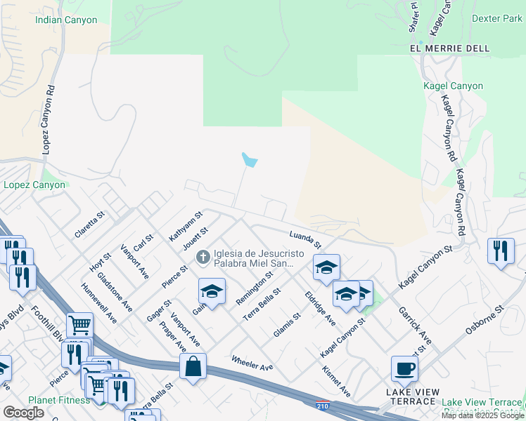 map of restaurants, bars, coffee shops, grocery stores, and more near 11761 Terra Vista Way in Los Angeles