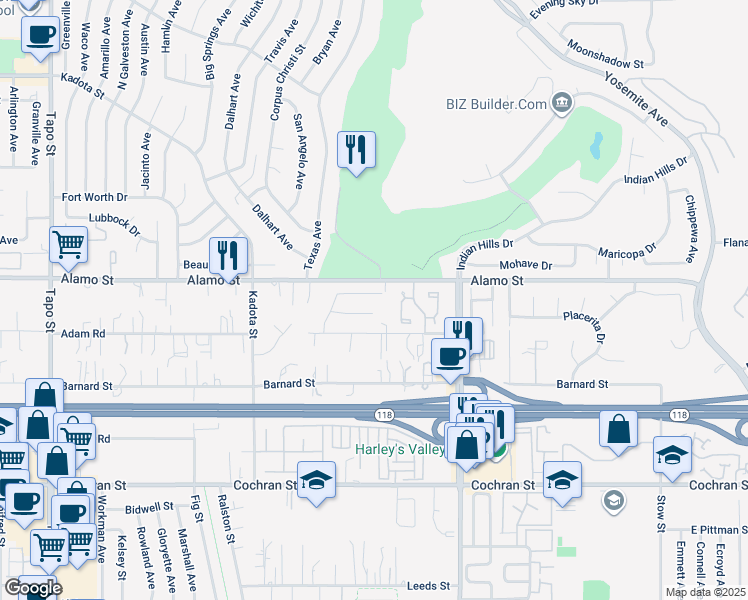 map of restaurants, bars, coffee shops, grocery stores, and more near 5038 Ringwood Street in Simi Valley