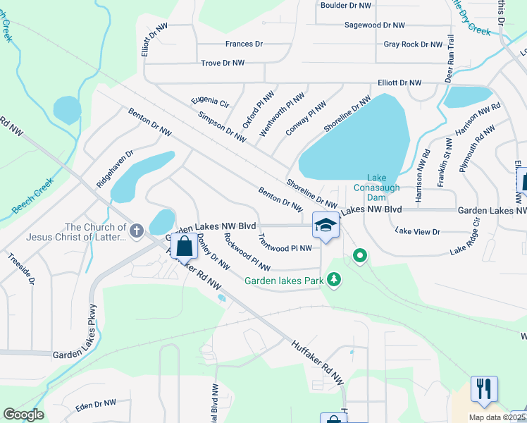 map of restaurants, bars, coffee shops, grocery stores, and more near 102 Trentwood Pl NW in Rome