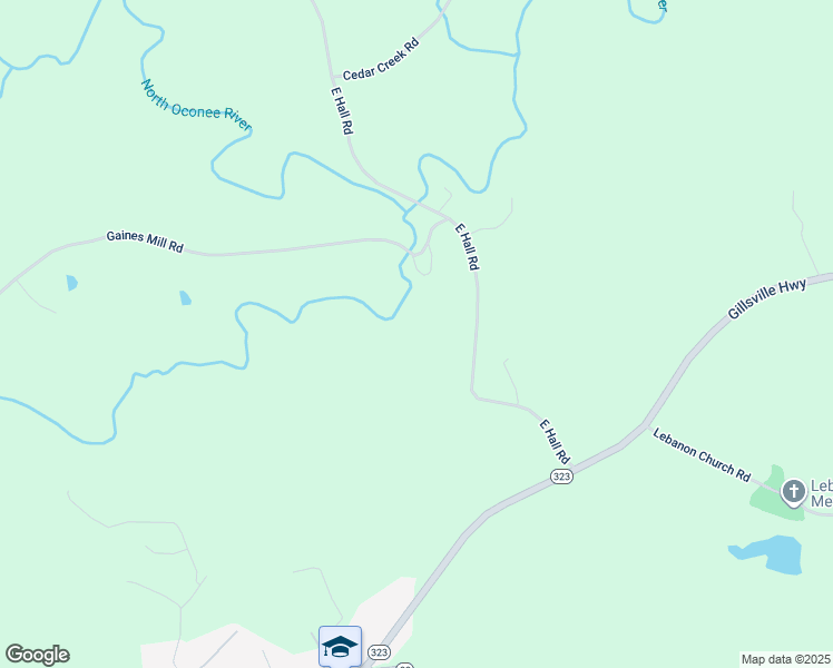 map of restaurants, bars, coffee shops, grocery stores, and more near 4670 East Hall Road in Gainesville