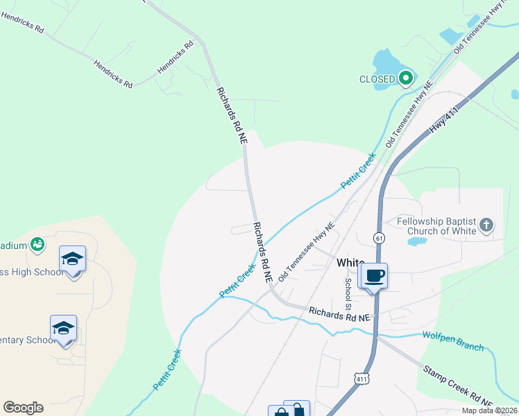 map of restaurants, bars, coffee shops, grocery stores, and more near 188 Richards Road Northeast in White