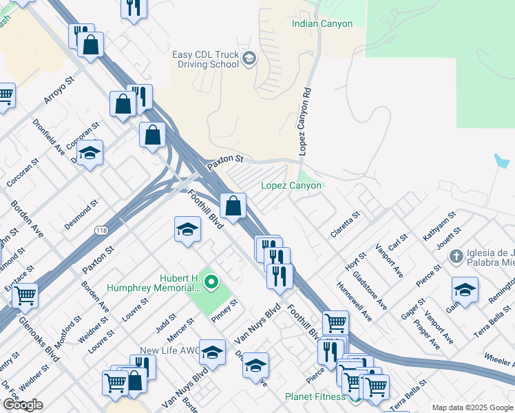 map of restaurants, bars, coffee shops, grocery stores, and more near 98 7th Street in Los Angeles County