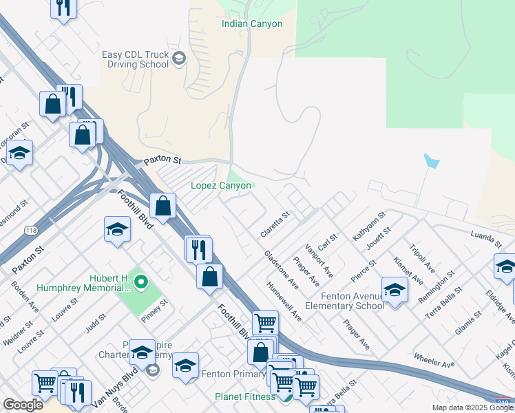 map of restaurants, bars, coffee shops, grocery stores, and more near 11863 Vanport Avenue in Los Angeles