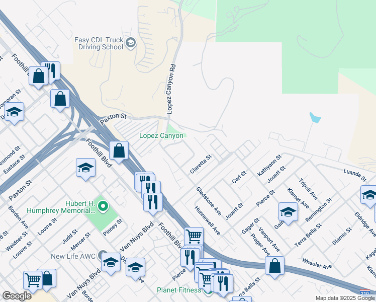 map of restaurants, bars, coffee shops, grocery stores, and more near 11863 Vanport Avenue in Los Angeles