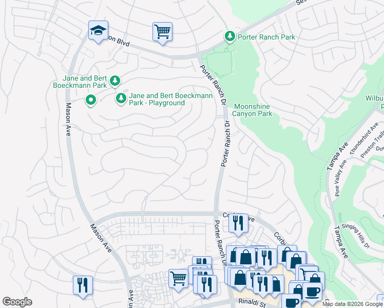 map of restaurants, bars, coffee shops, grocery stores, and more near 11735 Manchester Way in Los Angeles