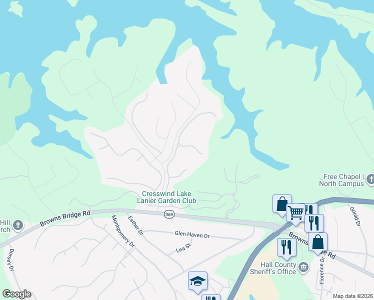 map of restaurants, bars, coffee shops, grocery stores, and more near 3314 Noble Fir Trace in Gainesville