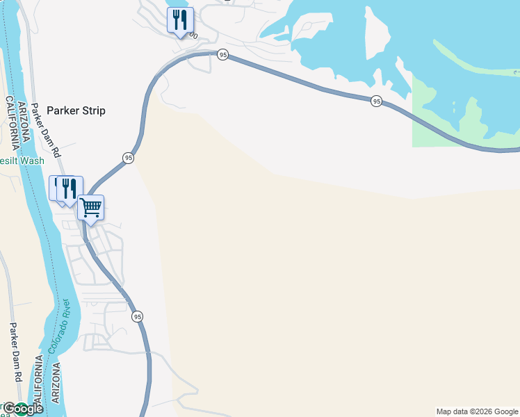 map of restaurants, bars, coffee shops, grocery stores, and more near in Parker Dam
