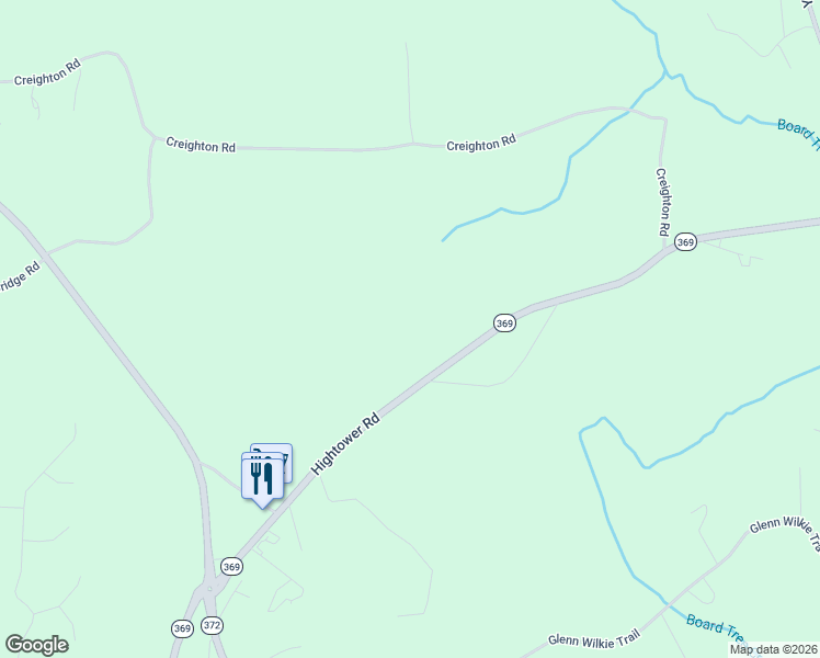 map of restaurants, bars, coffee shops, grocery stores, and more near 2865 Hightower Road in Ball Ground