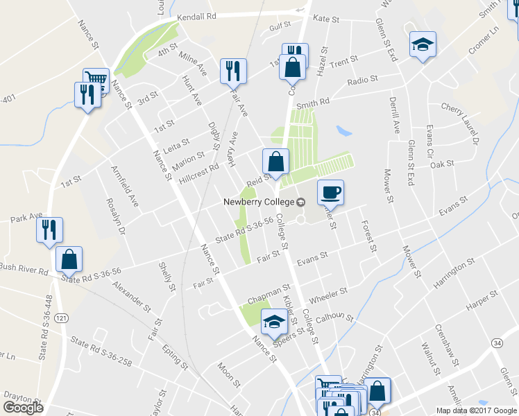 map of restaurants, bars, coffee shops, grocery stores, and more near 2306 Henry Avenue in Newberry