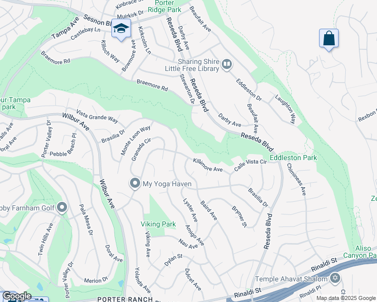 map of restaurants, bars, coffee shops, grocery stores, and more near 11813 Killimore Avenue in Los Angeles