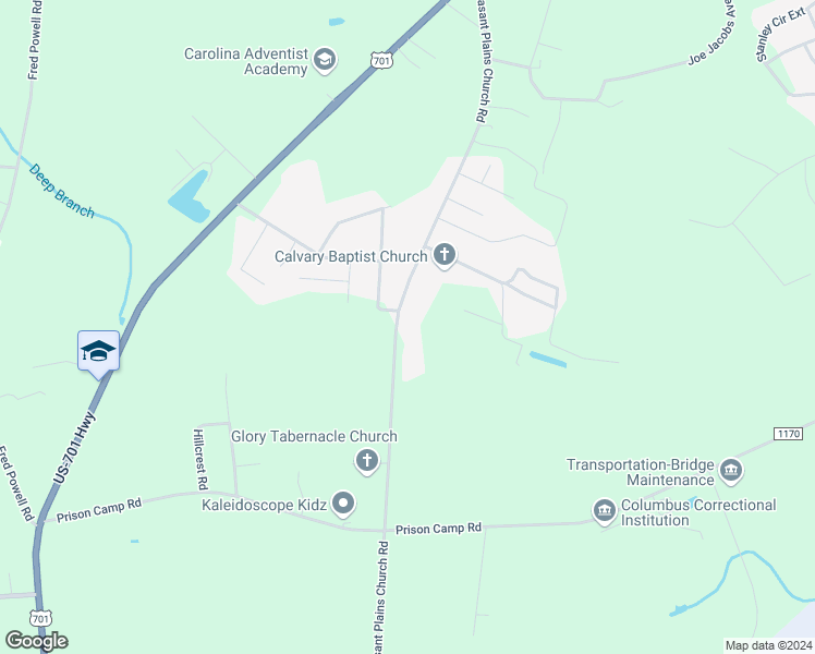 map of restaurants, bars, coffee shops, grocery stores, and more near 4864 Pleasant Plains Church Road in Whiteville