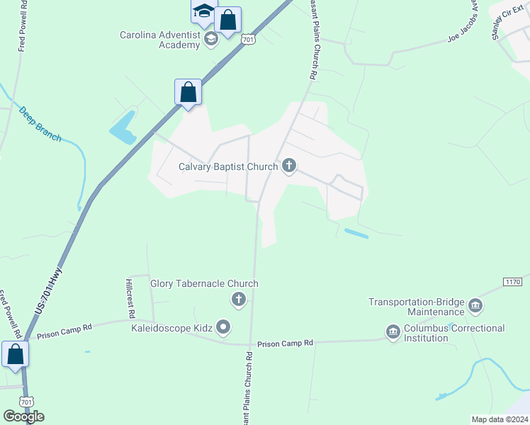 map of restaurants, bars, coffee shops, grocery stores, and more near 4864 Pleasant Plains Church Road in Whiteville