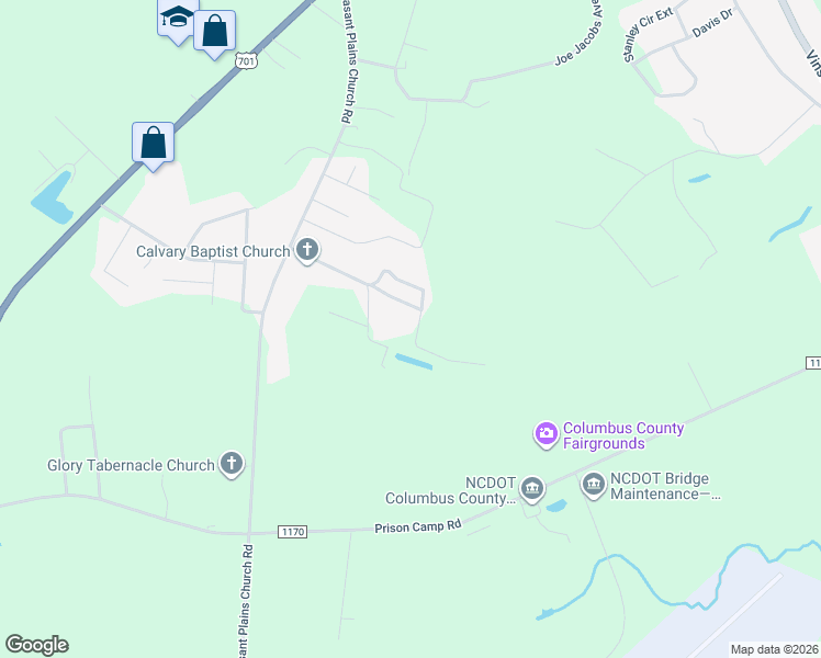 map of restaurants, bars, coffee shops, grocery stores, and more near 44 Greenfield Lane in Whiteville