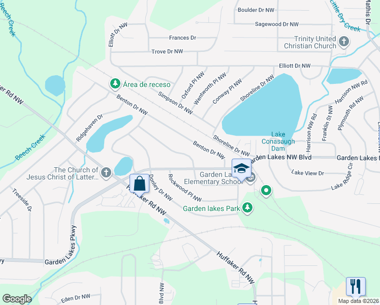 map of restaurants, bars, coffee shops, grocery stores, and more near 106 Trentwood Place Northwest in Rome