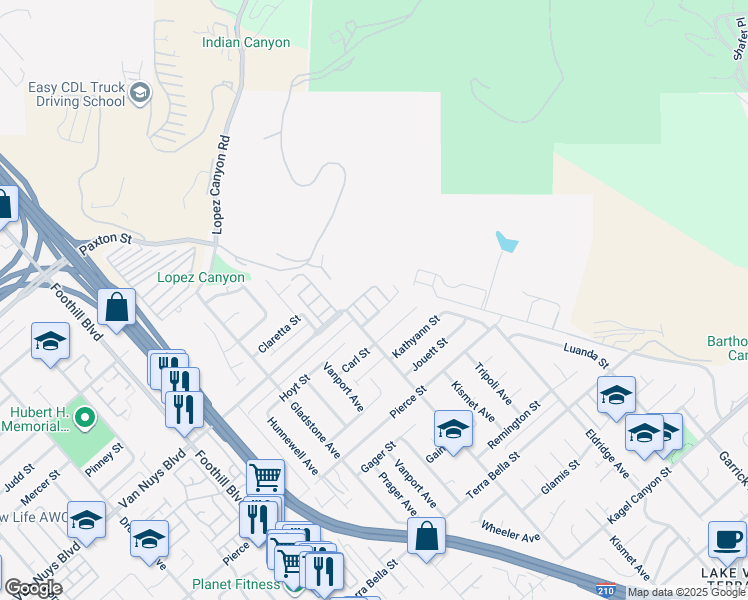 map of restaurants, bars, coffee shops, grocery stores, and more near 11852 Cedar Grove Lane in Los Angeles