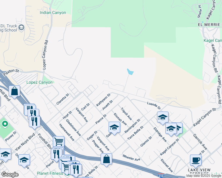map of restaurants, bars, coffee shops, grocery stores, and more near 11882 Eldridge Avenue in Los Angeles