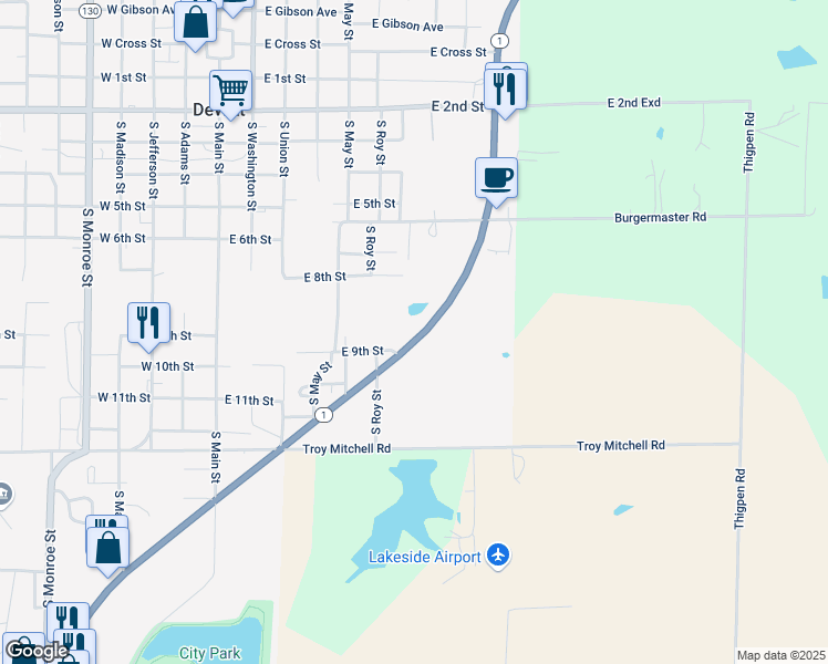 map of restaurants, bars, coffee shops, grocery stores, and more near 935 South Whitehead Drive in DeWitt