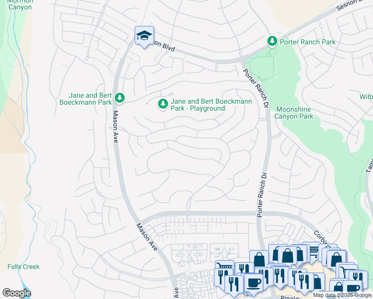 map of restaurants, bars, coffee shops, grocery stores, and more near 20312 Willoughby Lane in Los Angeles