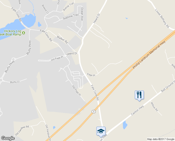 map of restaurants, bars, coffee shops, grocery stores, and more near 131 Page Place in Canton