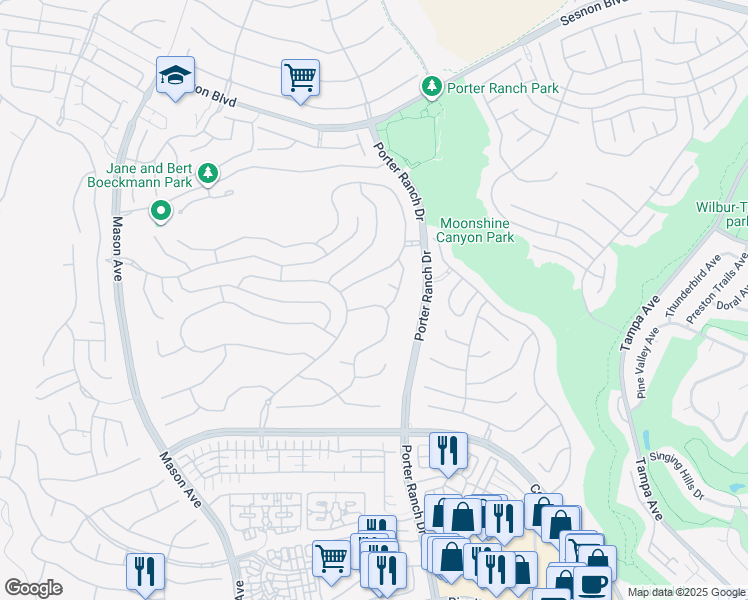 map of restaurants, bars, coffee shops, grocery stores, and more near 11716 North Manchester Way in Los Angeles
