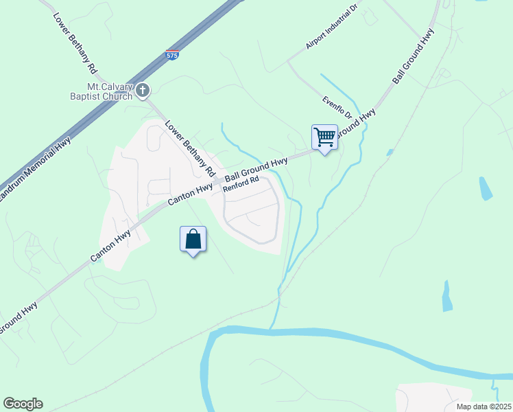 map of restaurants, bars, coffee shops, grocery stores, and more near 421 Reinhardt Lane in Ball Ground