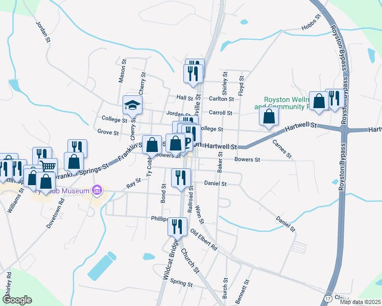 map of restaurants, bars, coffee shops, grocery stores, and more near in Royston