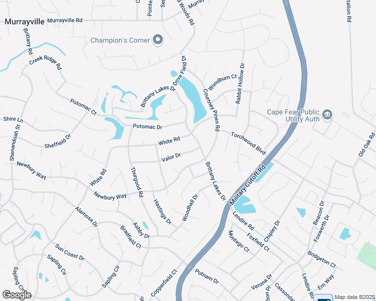 map of restaurants, bars, coffee shops, grocery stores, and more near 2841 Valor Drive in Wilmington