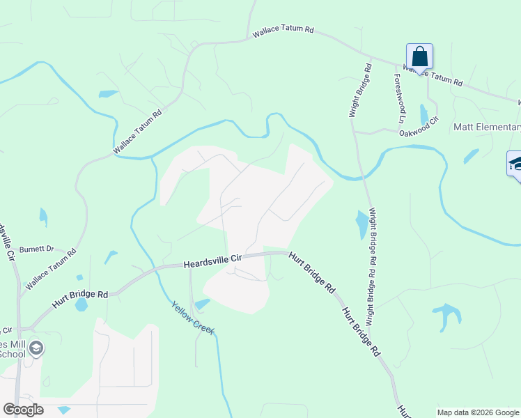 map of restaurants, bars, coffee shops, grocery stores, and more near 5010 Hurt Bridge Road in Cumming