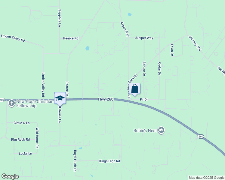 map of restaurants, bars, coffee shops, grocery stores, and more near 6977 Pinedale Place in Show Low