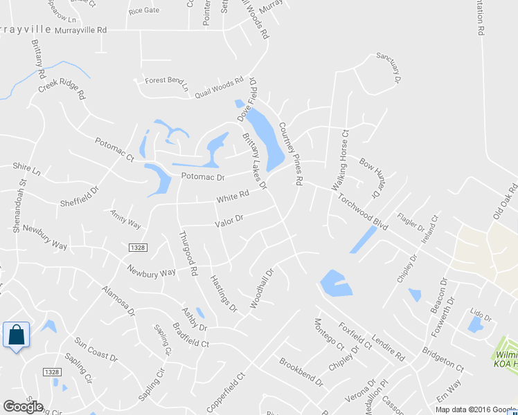 map of restaurants, bars, coffee shops, grocery stores, and more near 2841 Valor Drive in Wilmington