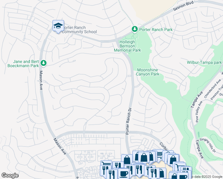 map of restaurants, bars, coffee shops, grocery stores, and more near 11712 Churchill Way in Los Angeles