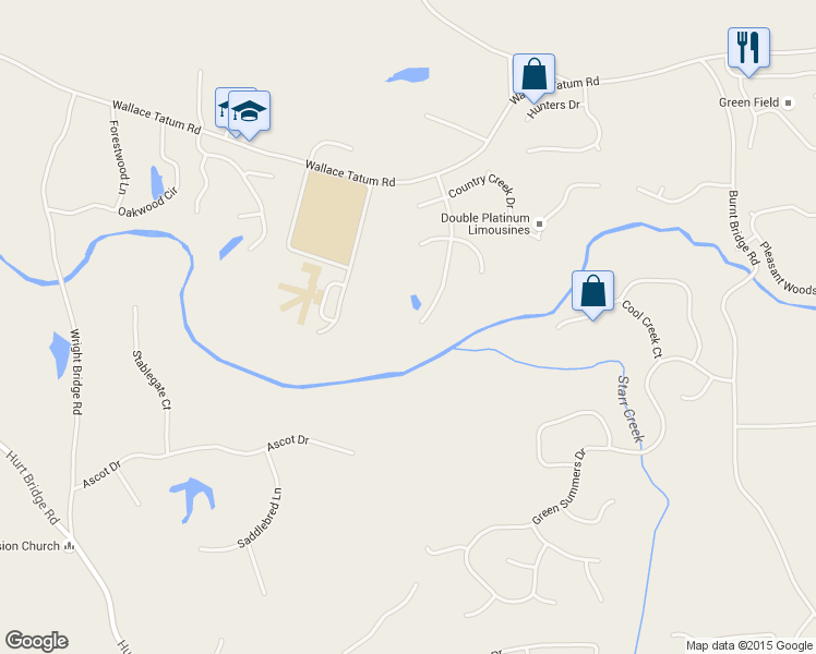 map of restaurants, bars, coffee shops, grocery stores, and more near 7610 Tatum Woods Dr in Cumming