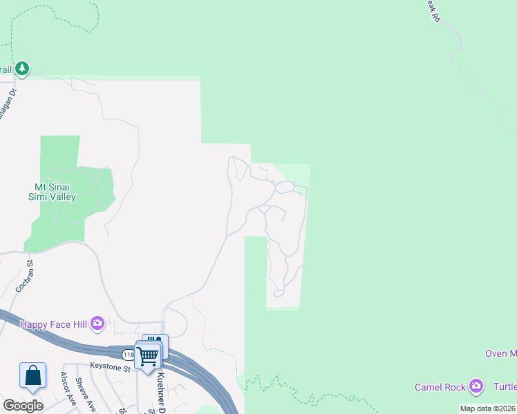 map of restaurants, bars, coffee shops, grocery stores, and more near 2999 Kuehner Drive in Simi Valley
