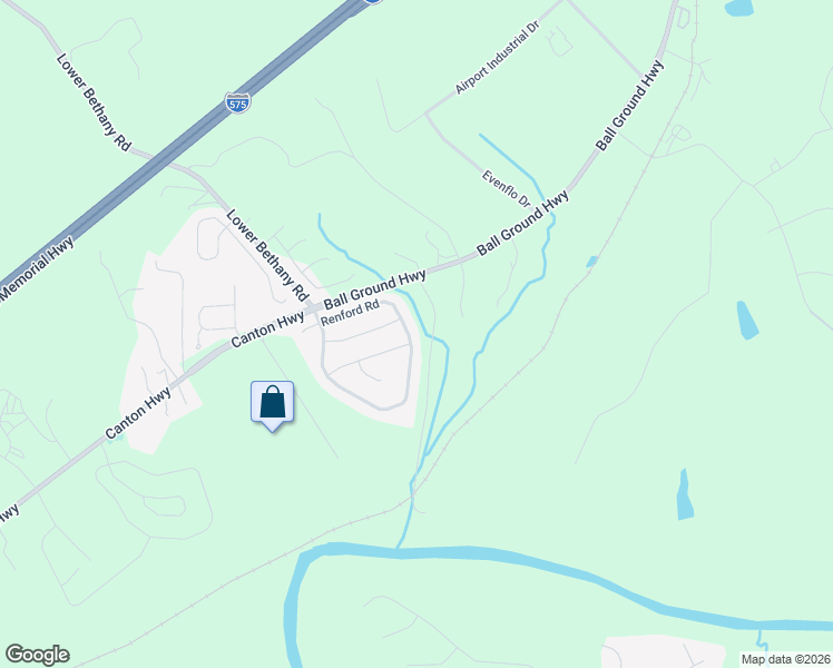 map of restaurants, bars, coffee shops, grocery stores, and more near 200 Renford Road in Ball Ground