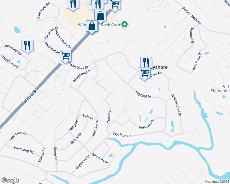 map of restaurants, bars, coffee shops, grocery stores, and more near 726 Quinn Drive in Wilmington