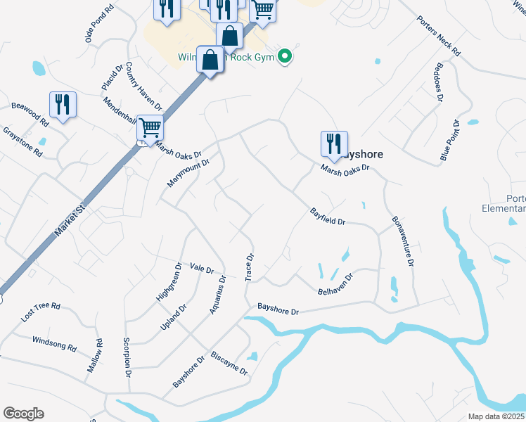 map of restaurants, bars, coffee shops, grocery stores, and more near 726 Quinn Drive in Wilmington