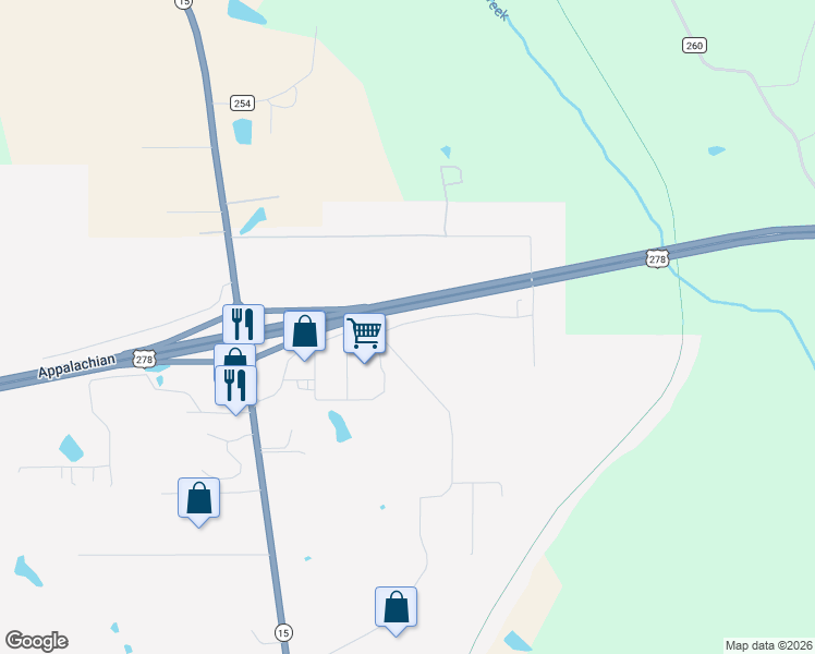 map of restaurants, bars, coffee shops, grocery stores, and more near 412 McCord Road in Pontotoc