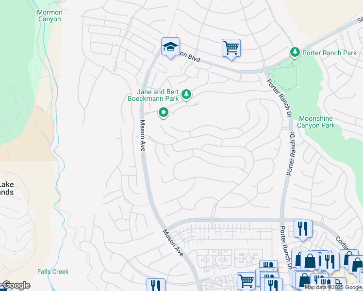 map of restaurants, bars, coffee shops, grocery stores, and more near 20422 Marlow Lane in Los Angeles