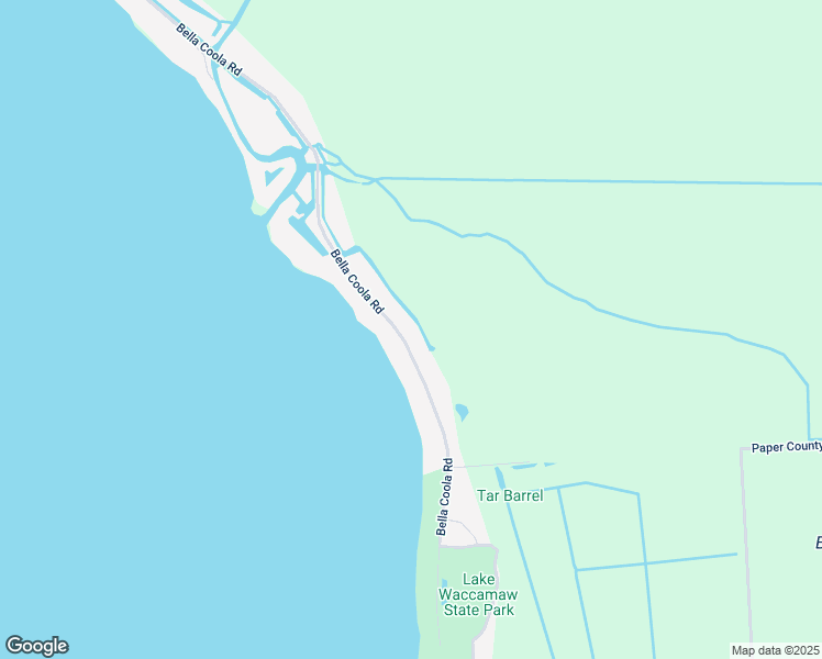 map of restaurants, bars, coffee shops, grocery stores, and more near 2105 Bella Coola Road in Lake Waccamaw