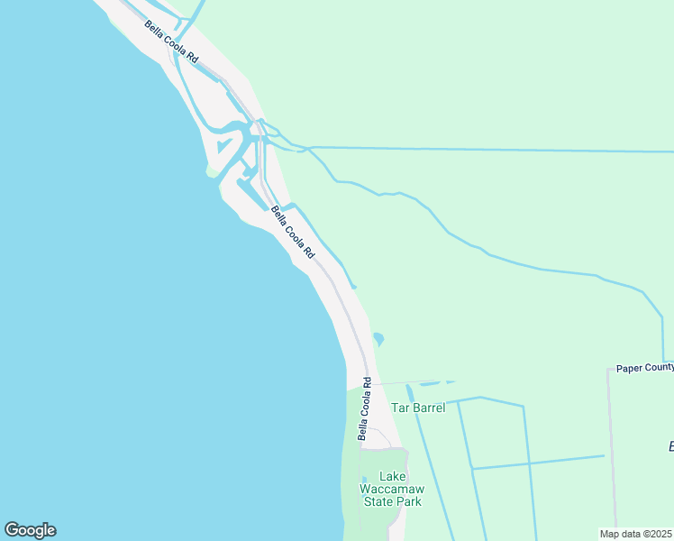 map of restaurants, bars, coffee shops, grocery stores, and more near 2105 Bella Coola Road in Lake Waccamaw