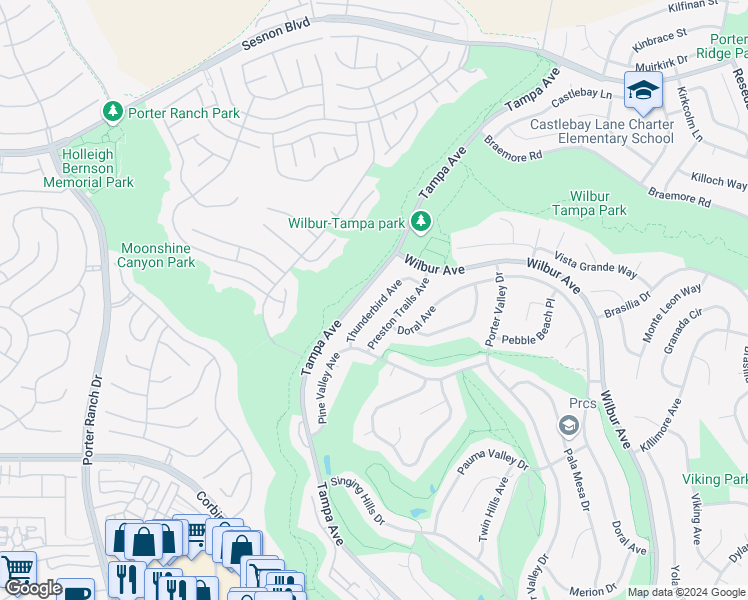 map of restaurants, bars, coffee shops, grocery stores, and more near 11801 Thunderbird Avenue in Los Angeles