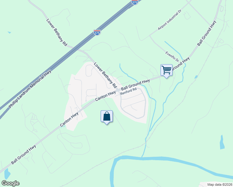 map of restaurants, bars, coffee shops, grocery stores, and more near 202 Reston Court in Ball Ground