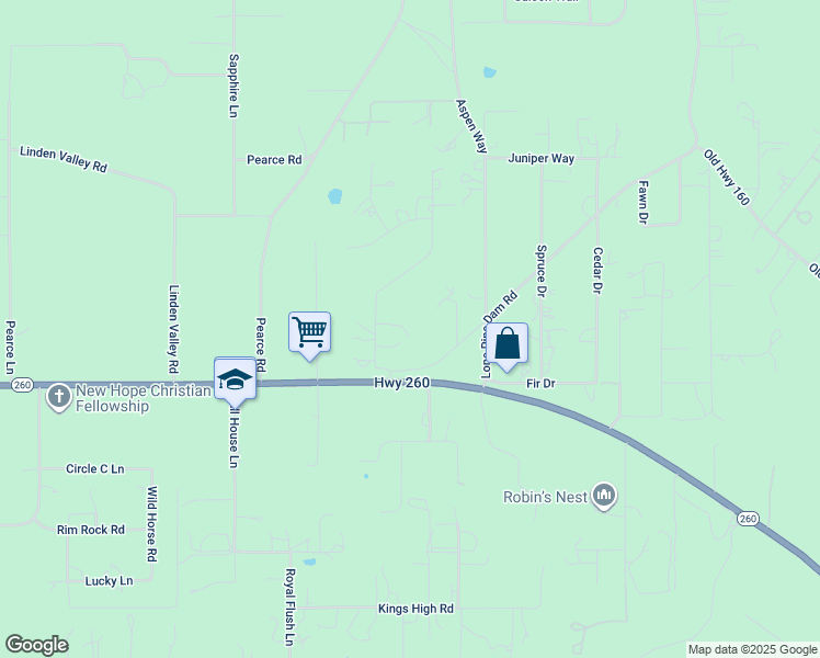 map of restaurants, bars, coffee shops, grocery stores, and more near 6977 Pinedale Place in Show Low
