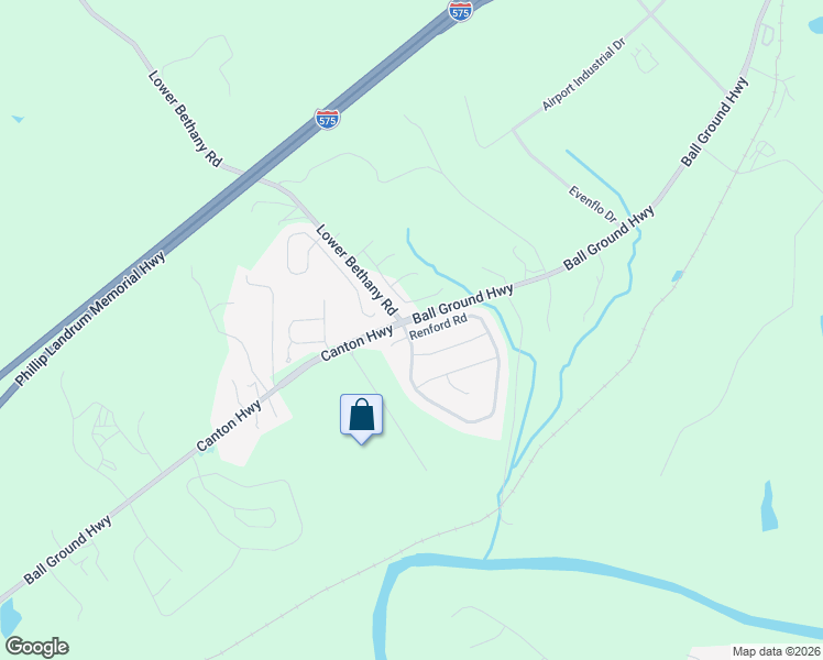 map of restaurants, bars, coffee shops, grocery stores, and more near 202 Reston Court in Ball Ground