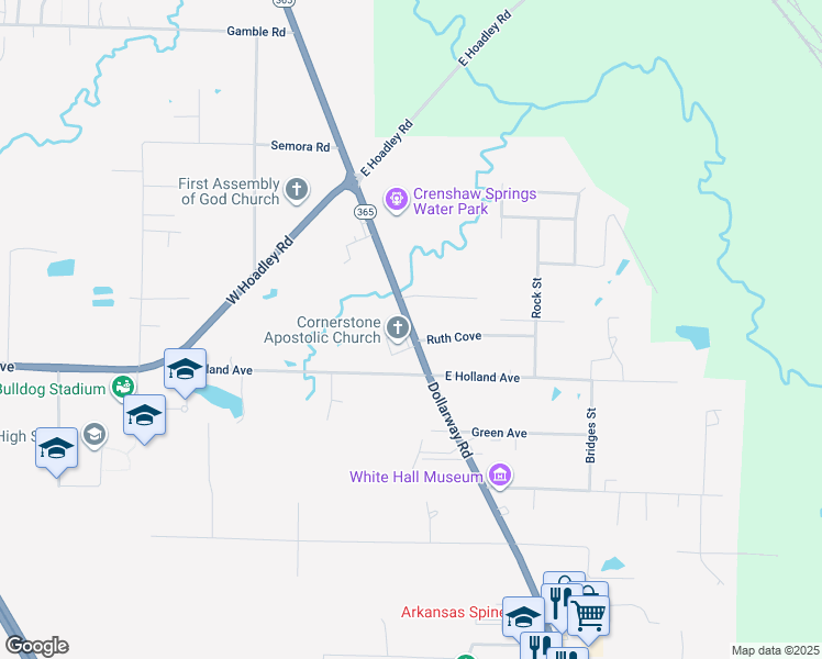 map of restaurants, bars, coffee shops, grocery stores, and more near 9601 Dollarway Road in White Hall
