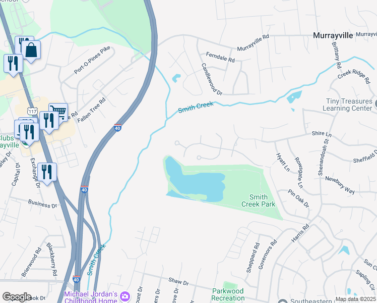 map of restaurants, bars, coffee shops, grocery stores, and more near 6014 Northshore Drive in Wilmington