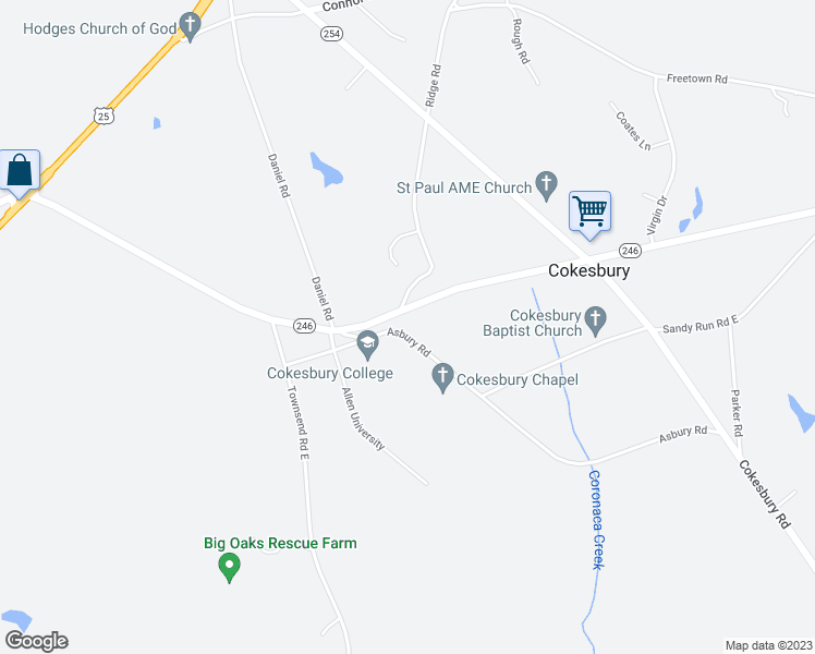 map of restaurants, bars, coffee shops, grocery stores, and more near 506 Asbury Road in Hodges