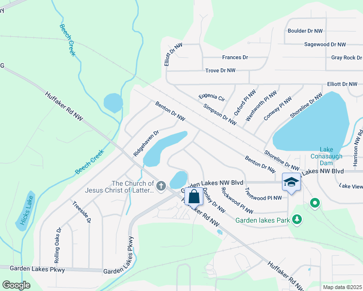 map of restaurants, bars, coffee shops, grocery stores, and more near 127 Glendale Road Northwest in Rome