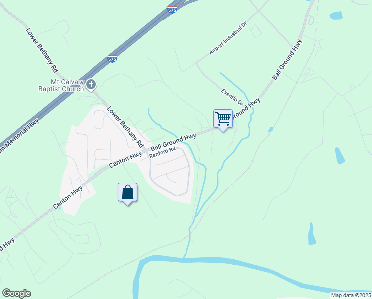 map of restaurants, bars, coffee shops, grocery stores, and more near 214 Renford Road in Ball Ground